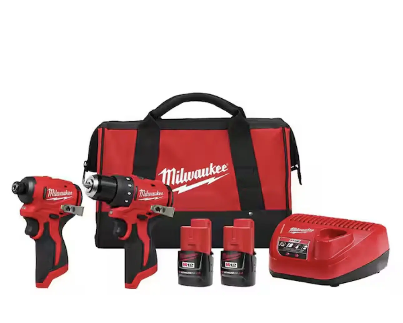 Milwaukee M12 12-Volt Lithium-Ion Brushless Cordless Subcompact Drill and Impact Driver Combo Kit w/2 Batteries and Bag (2-Tool)