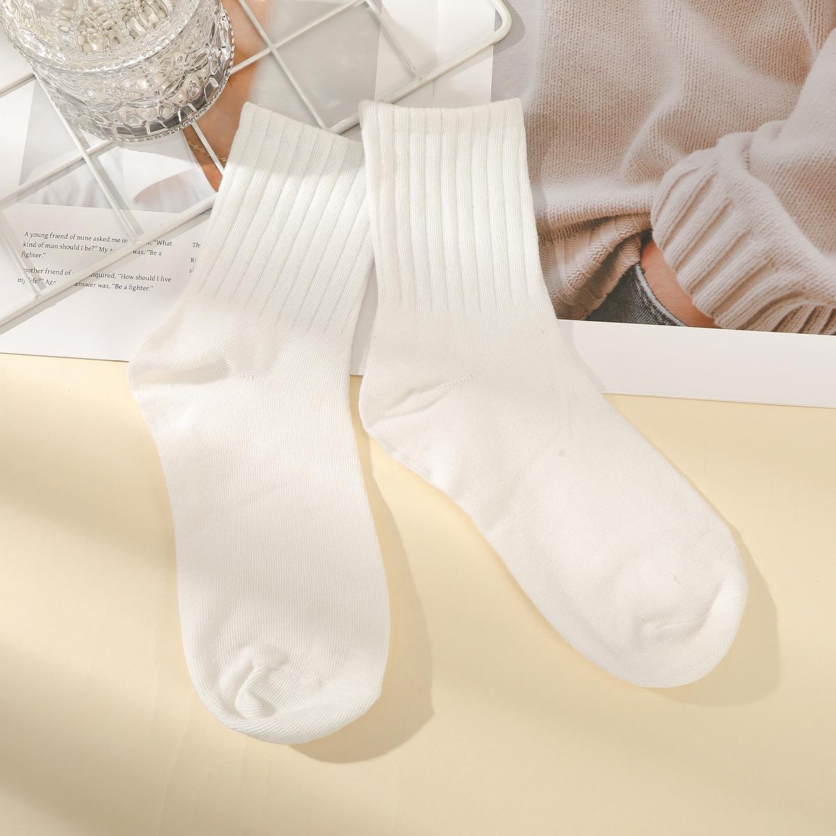 5 Pair Women's Medium Tube Socks Sports Socks Anti Odor Soft Crew Socks Comfortable Casual Socks Womenswear