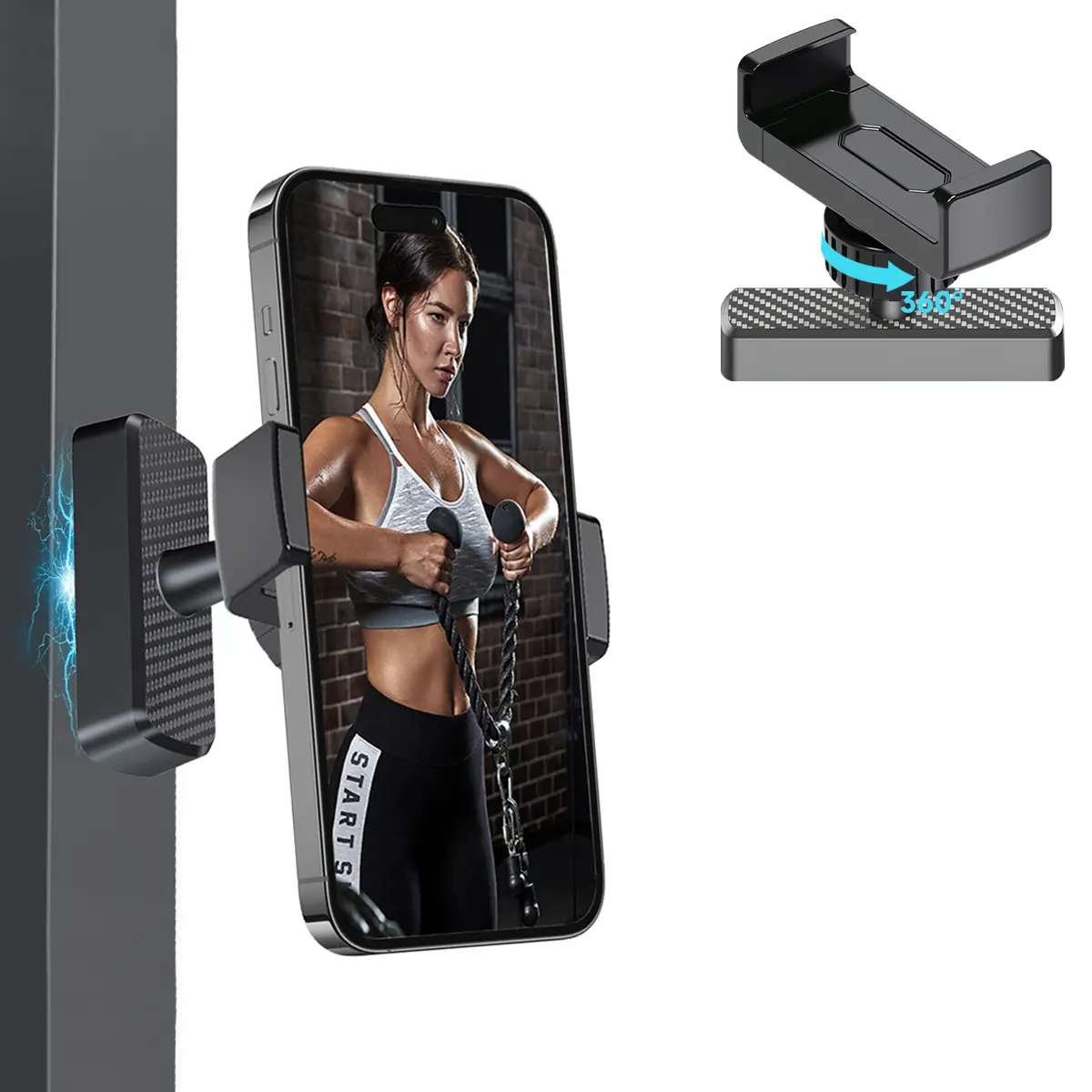 Magnetic Phone Holder for Gym - 360° Adjustable, Strong Portable Magnet Phone Mount for Workout Recording, Fitness Accessories Essentials, Compatible with iPhone & Andriod Phone, Perfect Gift for Men & Women,back to school,back to school haul