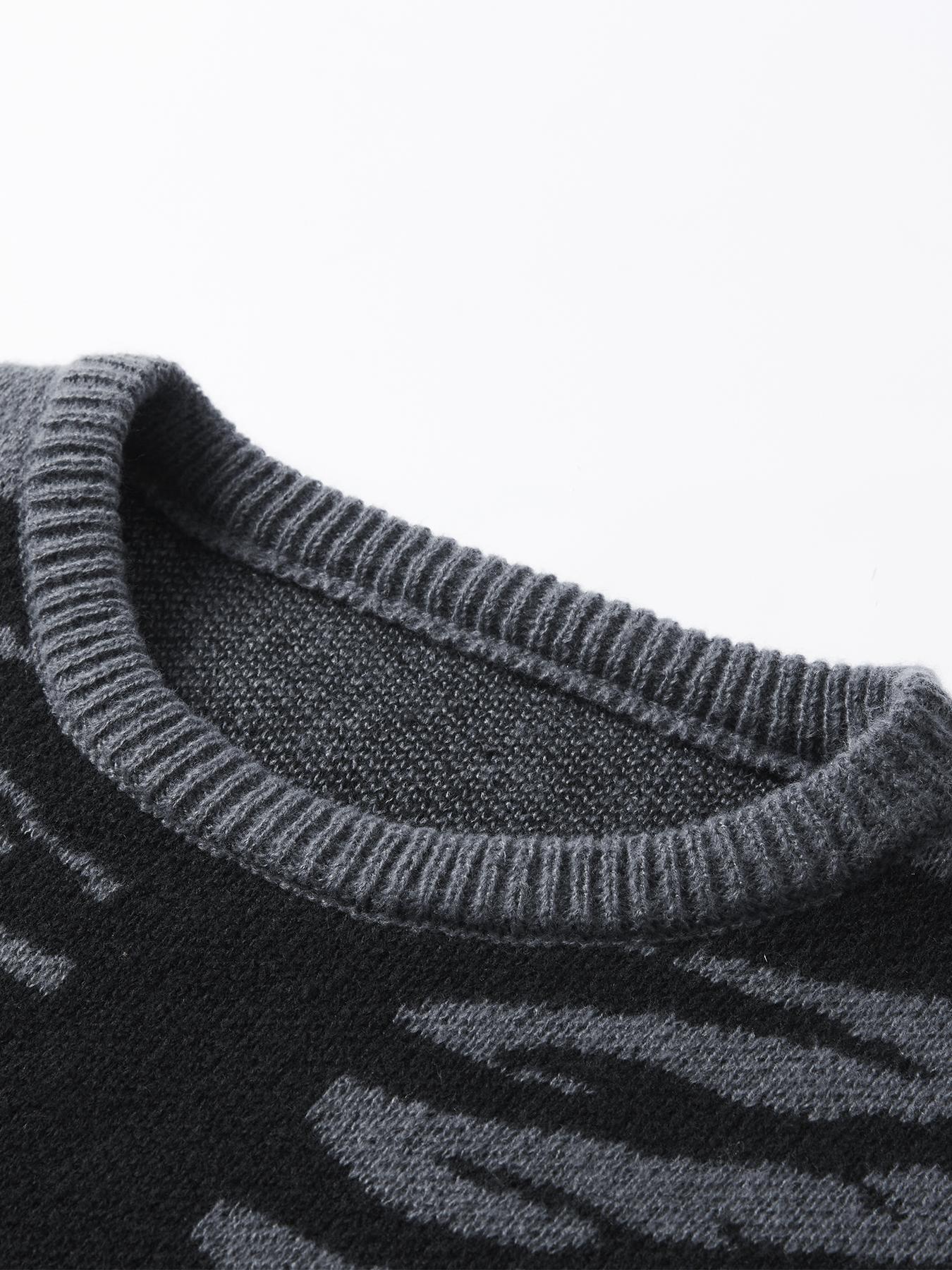 2026 #SummerVibes Jacquard Contrast Color Vintage Knit Sweater Unisex Autumn Winter Crew Neck Elegant Sports Design Sweater Casual Long Sleeve Crewneck Knitwear Tops