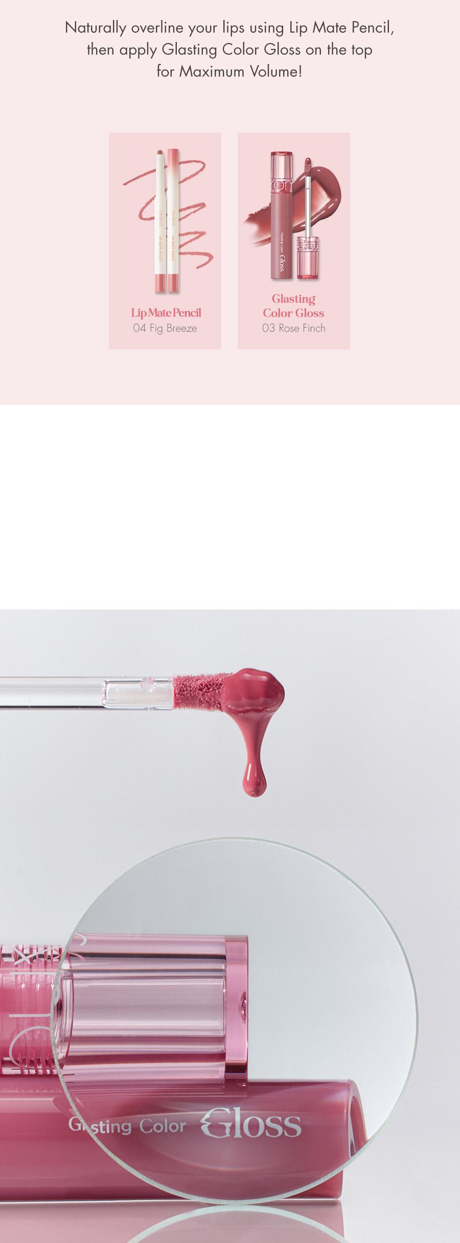 [rom&nd Official Shop] rom&nd Glasting Color Gloss 4g Plumping Volume Bunny Tongue Lips Glazed Glass Lightweight Glowy Vivid Transparent Glossy