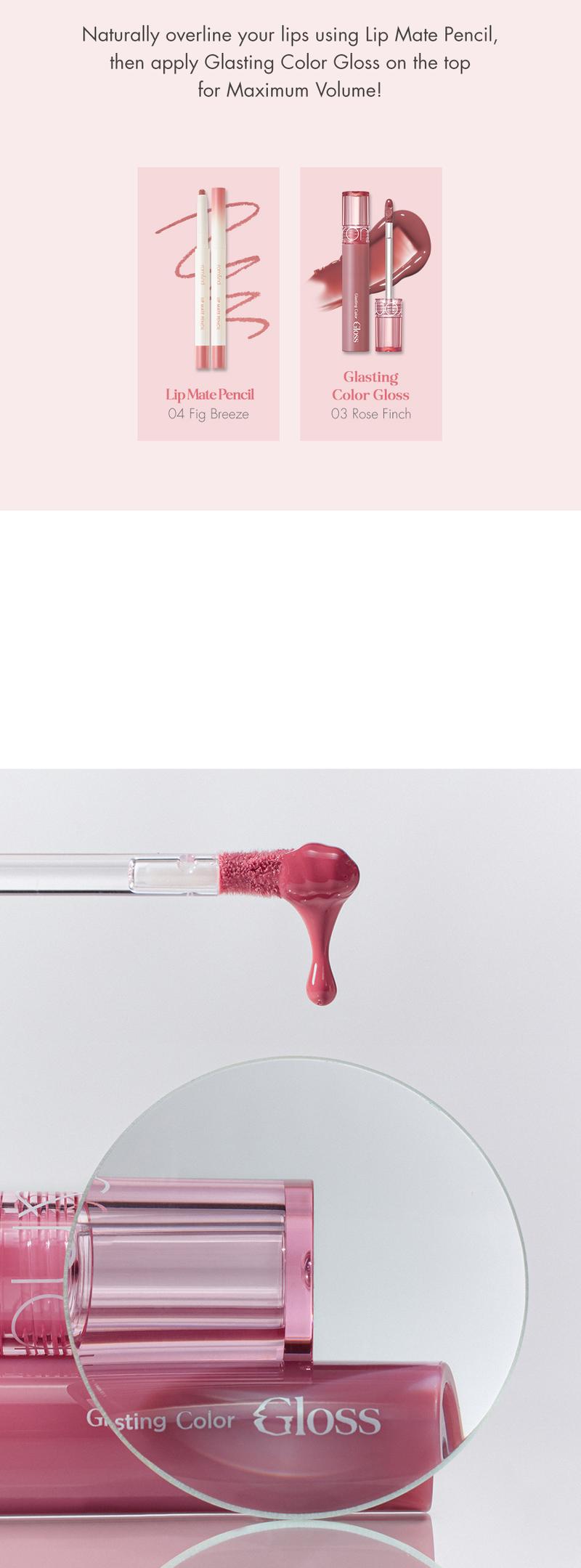 [rom&nd Official Shop] rom&nd Glasting Color Gloss 4g Plumping Volume Bunny Tongue Lips Glazed Glass Lightweight Glowy Vivid Transparent Glossy