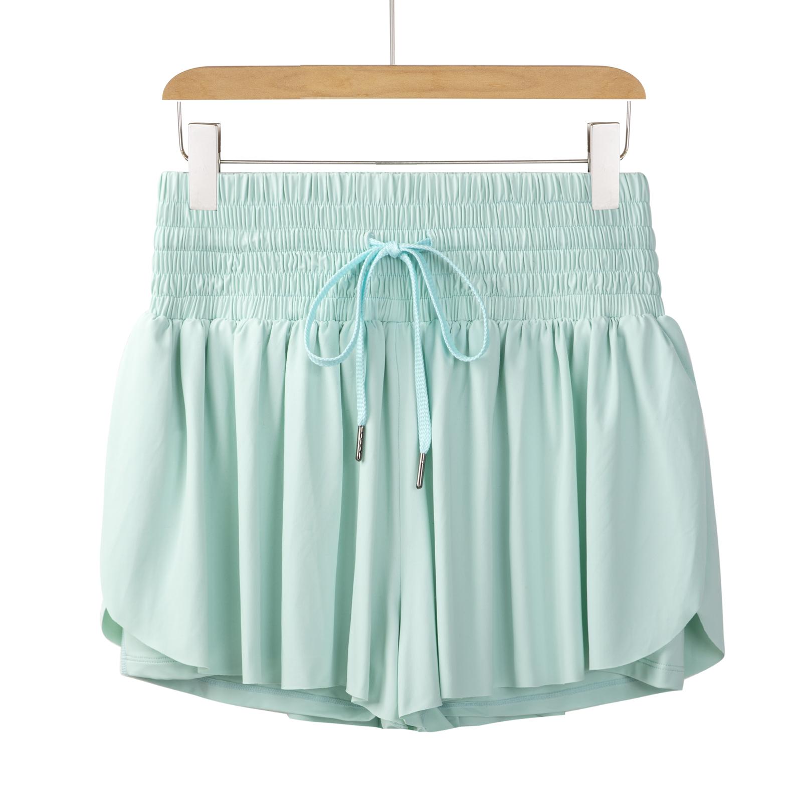 2-in-1 High Waisted Skorts for Women with Pockets - Flowy Athletic Shorts for Golf & Tennis, Yoga Running Shorts, Spandex Elastic Waist with Drawstring, Cute Summer Lounge Outfit