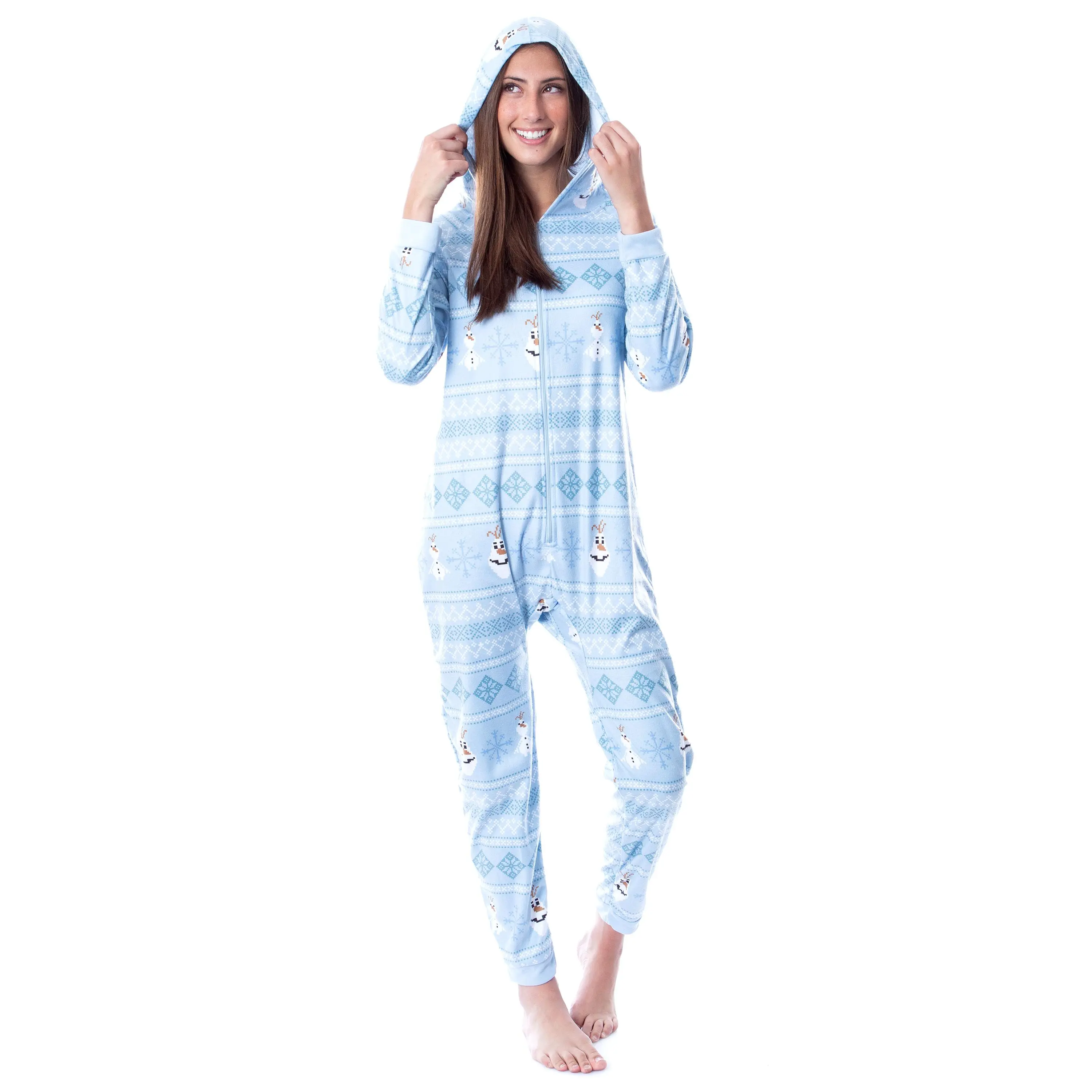 Disney Womens' Frozen Olaf Sweater Sleep Pajama Jumpsuit Union Suit