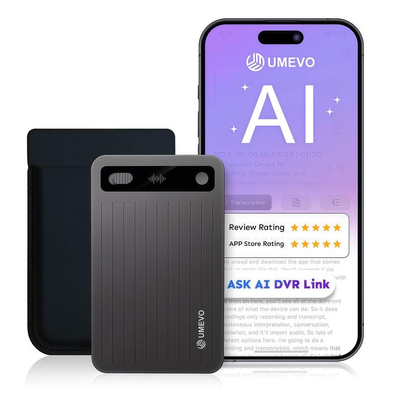 AI Voice Recorder with App Control : AI Transcription, Summarization & Mind Maps, Portable AI Note Taking Device with Case 64GB Memory Recording for Calls, Speeches, Meetings, Interviews