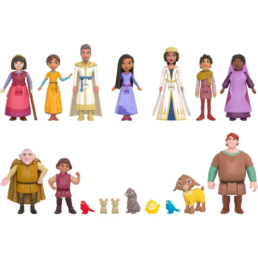 Disney Wish Kingdom of Rosas Character Set - Small Posable Mini Dolls & Pets