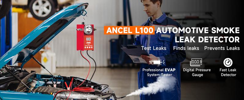 ANCEL L100 Automotive Smoke Machine EVAP Smoke Leak Detector with Digital Pressure Gauge, Air Smoke Dual Modes, Automotive Car Vacuum Leakage Locator All Systems Leak Detector for All Pipes Car Truck