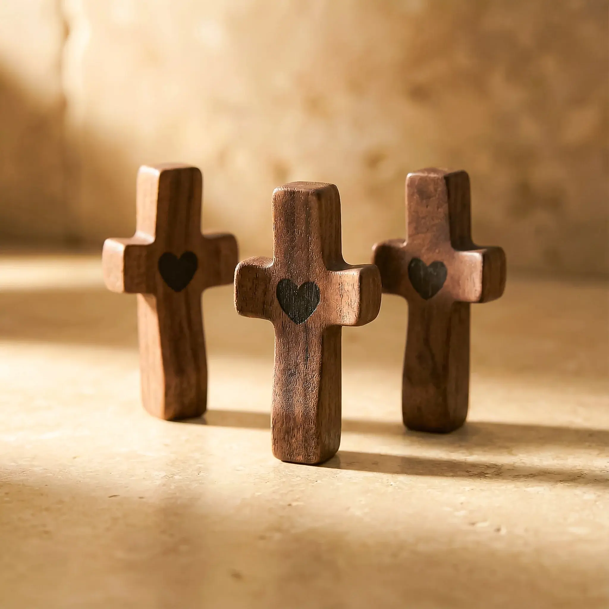 Wooden Pocket Fidget Cross Sets, Handheld Religious Ornaments for Personal Devotions & Family Prayers, 3/6/10/20pcs Bundle Options, Religious Gift & Home Office Decor