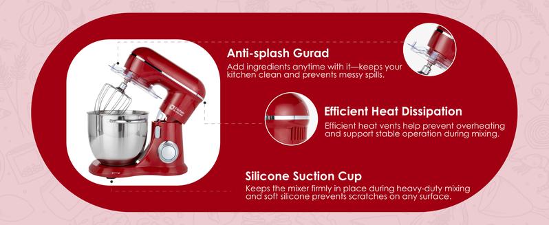 Kitchen in the box Stand Mixer, 6.5QT 10-Speed Tilt-Head Electric Stand Mixer, 3-In-1 Kitchen Mixer with Bowl, Dough Hook, Whisk and Beater, Food Mixer for Baking, Cake and Most Home Cooks