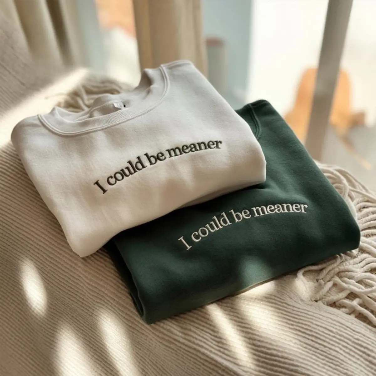 I Could Be Meaner Embroidered Sweatshirt, Sarcastic Sweater, Confident Friend Gifts, Mean Friend Shirts, Weirdcore sweatshirt