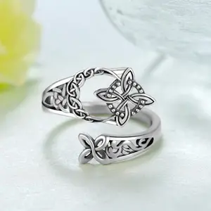 S925 Mother's Day Vintage Classic Celtic Knot Ring Witch Knot Ring Nudo de Bruja Plata S925 Mother's Day Original Sterling Silver Adjustable Open Ring Hecate Ring Pagan Devotion Witchy Jewelry Witchtok