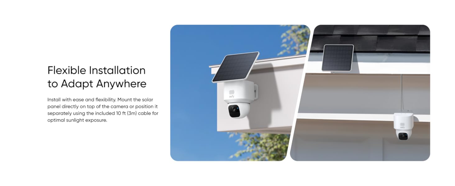 eufy Security SoloCam S340 360° Pan & Tilt Solar Security Camera 2.4 GHz Wi-Fi No Monthly Fee HomeBase S380 Compatible - Ai Auto Lock And Tracking