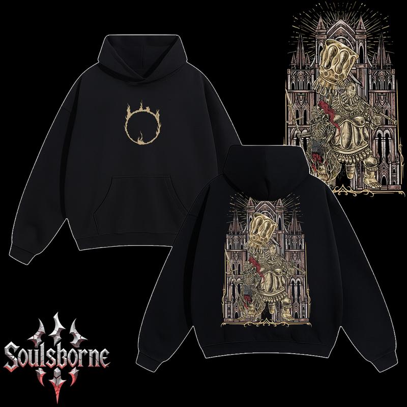 [Soulsborne Style] Vintage Grim Style Ornstein & Smough - Dark souls Unisex Hoodie, Soulsborne Gaming Apparel, Game Shirt, Video Game Clothes, Boy Merch, Gift For Him, Gift For Her, Soulslike Streetwear