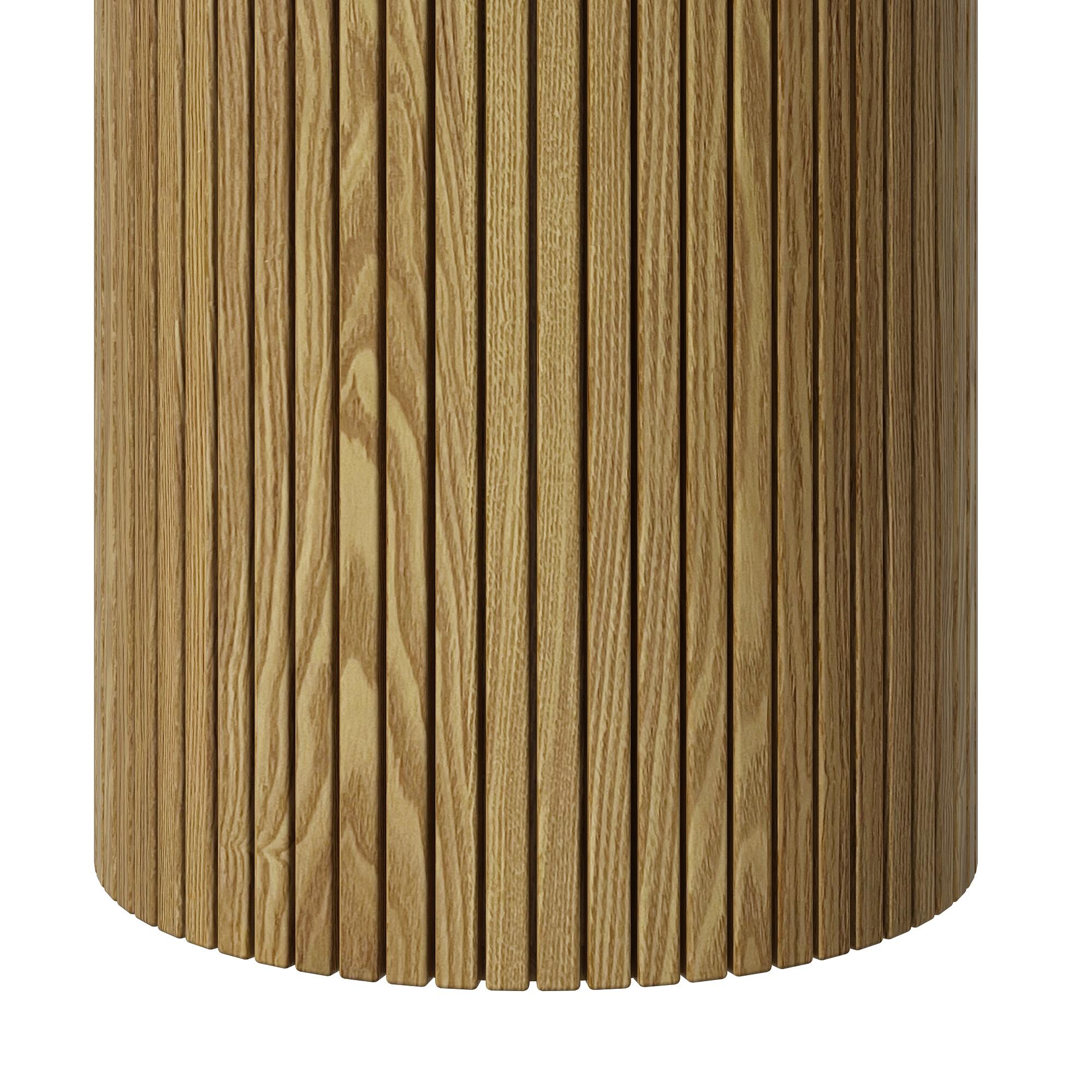 PieDle Round Fluted End Table,Small Accent Pedestal Side Table, Wood Fluted Nightstand Bedside Table for Living Room, Bedroom, Handcrafted Finish, Natural