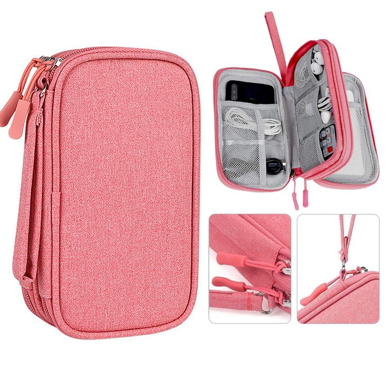 [Free!!ship] BMTWE Cable Storage Bag Travel Large-Capacity Storage Bag Portable Double-Layer Waterproof Bag for Phone Earphone Charger Cables Ideal Gift for Business Travel Outdoor