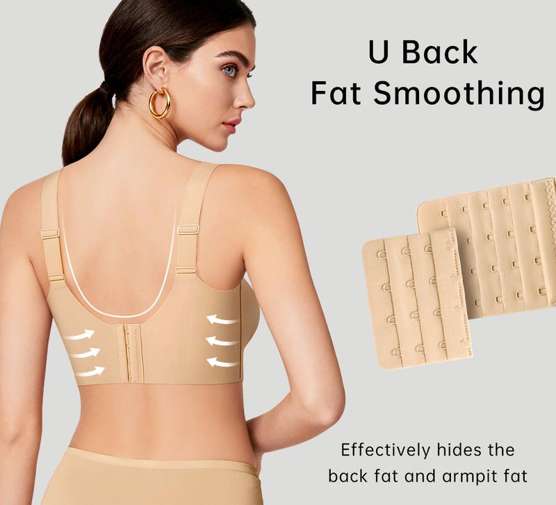 REALWILL Women Wireless Push Up Jelly Bra Supportive Seamless Bras for Women Double-Layer Lifting Straps Full Coverage Comfortable No Underwire T-Shirt Padded Bras Vneck Everyday Bras Springtok Valentine's Day