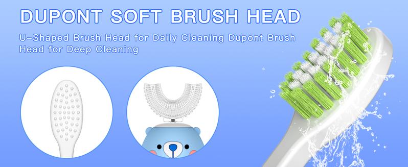 Kids Electric Toothbrush U-Shaped，6 Brush Heads Five Cleaning Modes IPX7 Waterproof Design Mermaid Rechargeable Smart Timer for Children-Kids Travel Essentials Cleansing