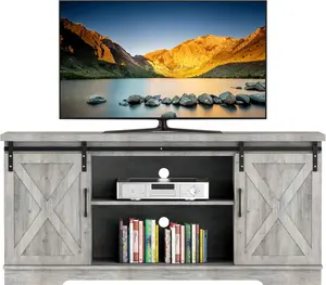 CuisinSmart Farmhouse TV Stand  Sliding Barn Door TV Stand for 65 Inch TV  Home Living Room Wood TV Stand with Adjustable Shelves for Modern and Farmhouse Styles Bedroom Living Room
