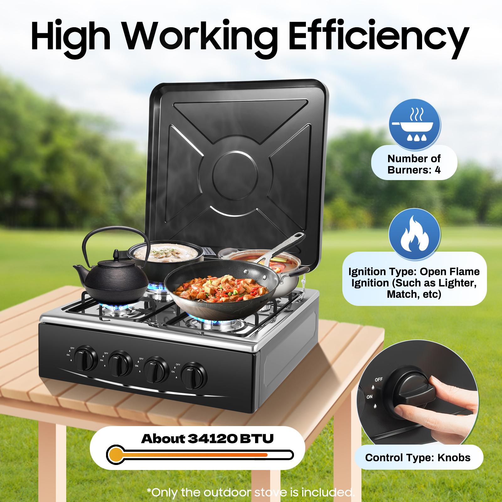 4 Burner Freestanding Gas Stove NG LPG Outdoor Camping Portable Cooktop with 4 Knobs Manual Ignition for RV Travel Emergency Preparedness Family Use 4 Burner Freestanding Gas Stove NG LPG Outdoor Camping Portable Cooktop with 4 Knobs Manual Ignition for RV Travel Emergency Preparedness Family Use