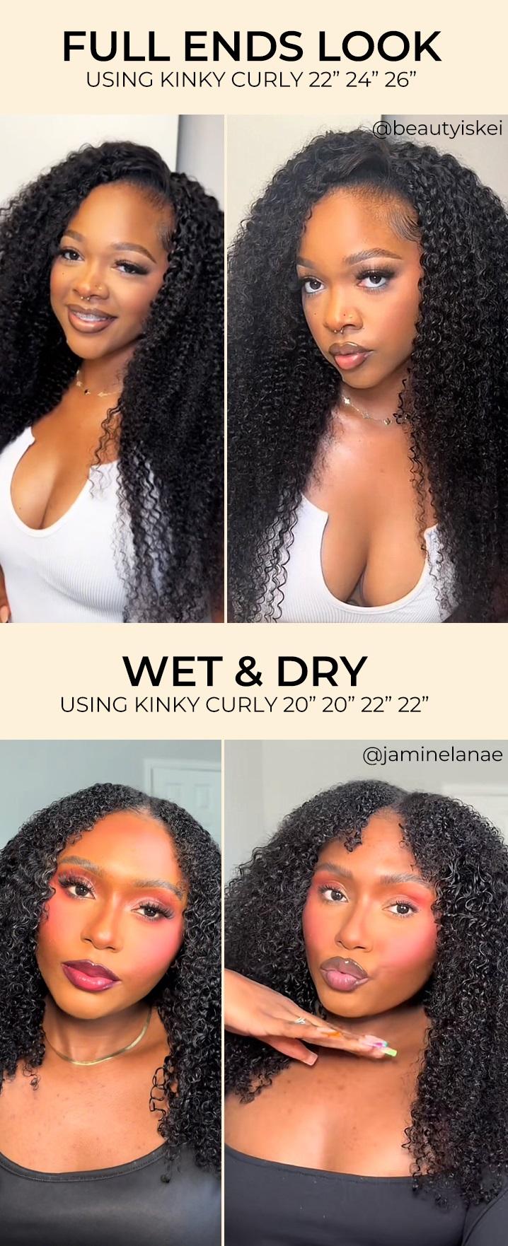 [Wequeen] 4C-Friendly Kinky Curly Human Hair Bundles with Free Perm Rods Soft Budget Friendly 100% Human Hair Natural Black Color Valentine Gifts