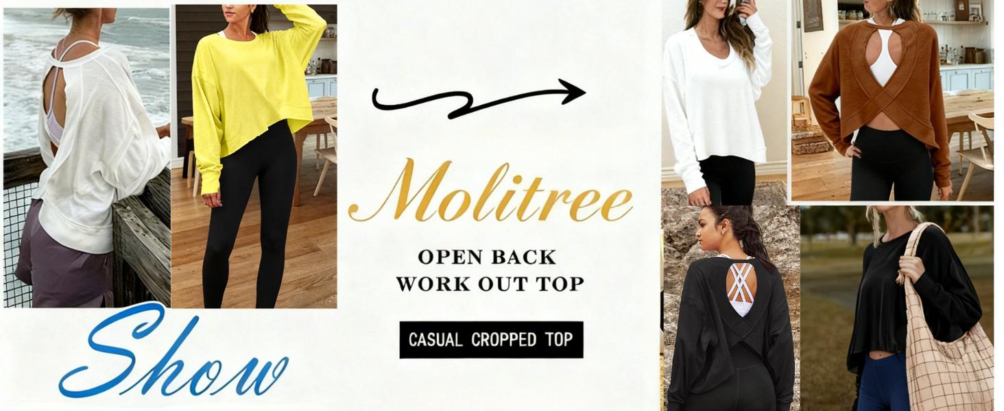Molitree Women's Open Back Workout Top Long Sleeve Athletic Shirts Casual Crop Running Tee Y2k Yoga Fitted Cotton Spandex Blend Comfortable Fit Molitree Women's Open Back Workout Top Long Sleeve Athletic Shirts Casual Crop Running Tee Y2k Yoga Fitted Cotton Spandex Blend Comfortable Fit
