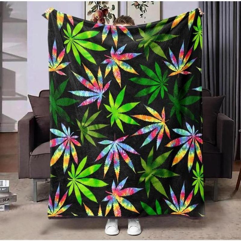 Dank Weed Theme Blanket Super Soft Flannel Blanket- Suitable For Use on Sofas, Beds, or For Travel, Gentle on The Skin, an Excellent Gift Multi-Purpose Holiday Blanket, Warm and Soft, Suitable For All Seasons