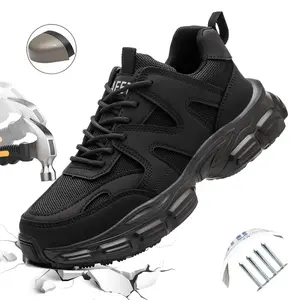 Men's Safety Shoes Anti-Smash Steel Toe Anti-Puncture Kevlar Lightweight Wear-Resistant Thick Sole Outdoor Work Shoes Factory Workshop Men's Safety Boots