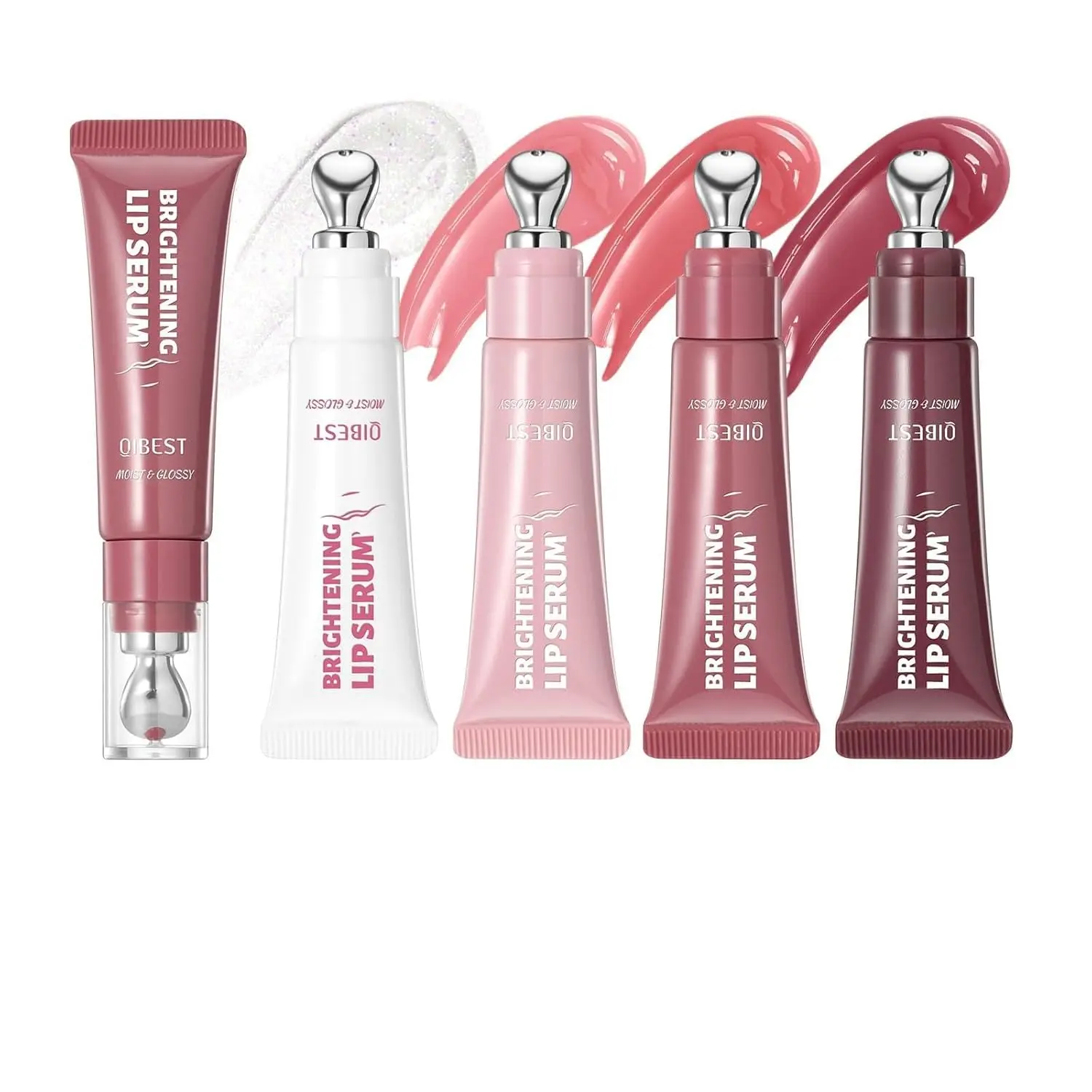 4pcs Hydrating Lip Gloss Brightening Lip Serum set, Glossy Lip Oil with Metal Applicator, Plumping Moisturizing Lip Care Tint, Non-Sticky High Shine Lip Glow for Dry Lips,Tinted Lip Gloss Plumping Jelly Liquid Lipstick Glitter High Shine for Women