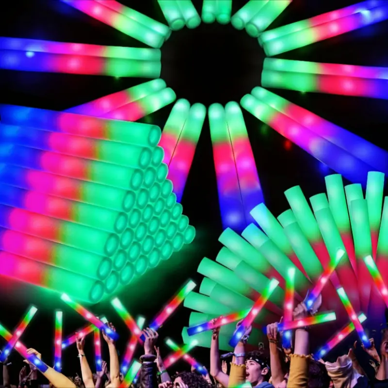 101 PCS LED Foam Glow Sticks, Glow Sticks Bulk Party PackWith 3 Modes Colorful Flashing, Glow In The Dark PartySupplies, Light Up Foam Sticks For Wedding, July 4th,Birthday, Raves, Concert Goodie Bag Stuffers Gifts homedecor