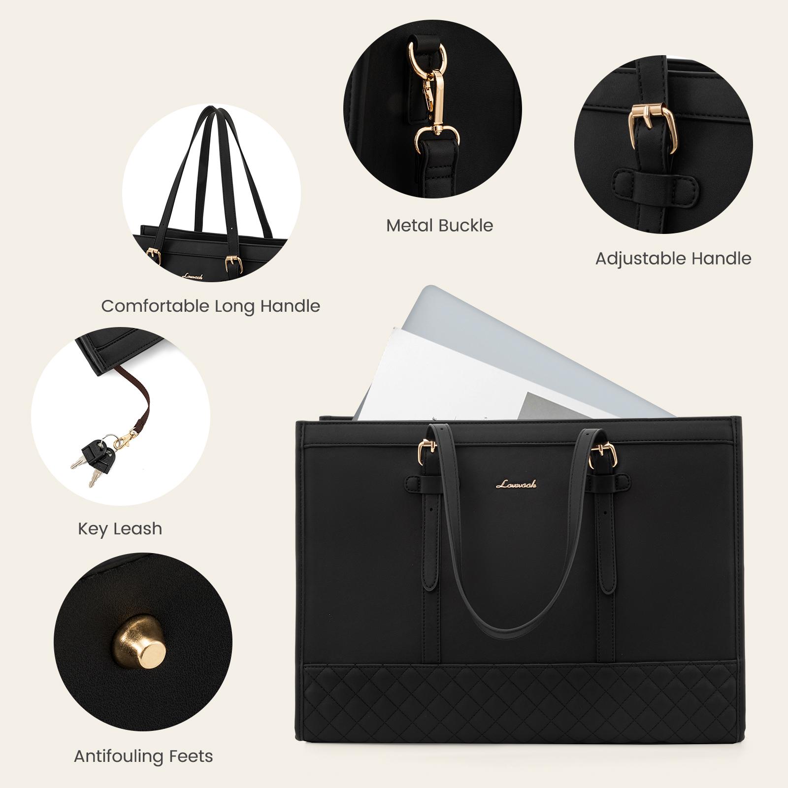 LOVEVOOK Laptop Tote Bag with Clutch Purse, Canvas Computer Bag Office Briefcase, Casual Handbag for Travel, Crossbody for College, Teacher, School SpringStatements