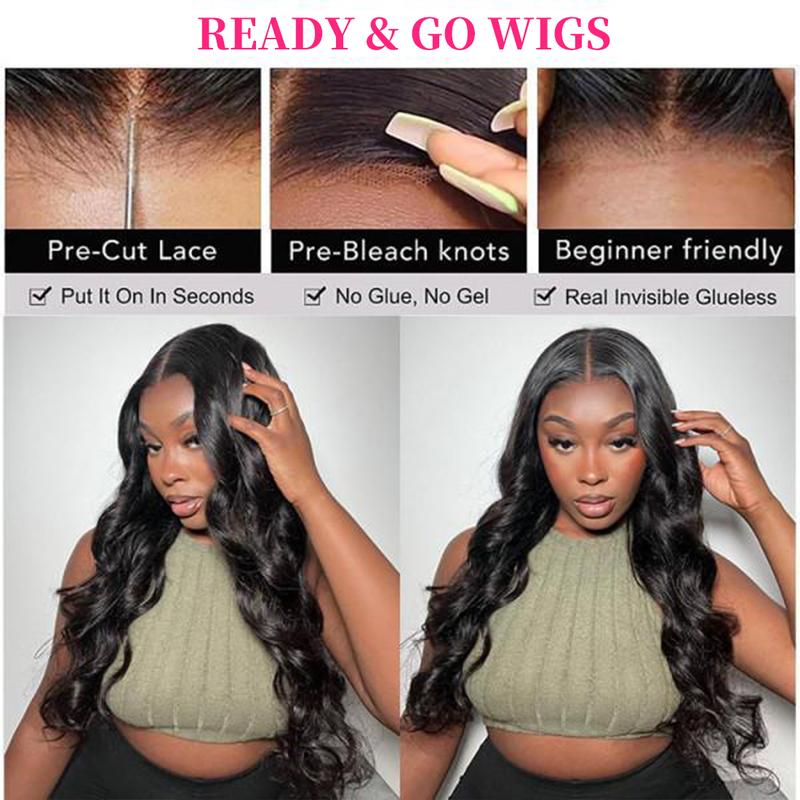 [Valentine's Day Essential] Wiggins Hair Ready to Go Glueless Wig Body Wave 7x4 & 7x5 Lace Closure Wigs Human Hair Pre Cut Lace Pre Bleached Knots Wig Beginner Friendly And 13x4 Lace Front Wig Pre Plucked Hairline #WeeklyDeals