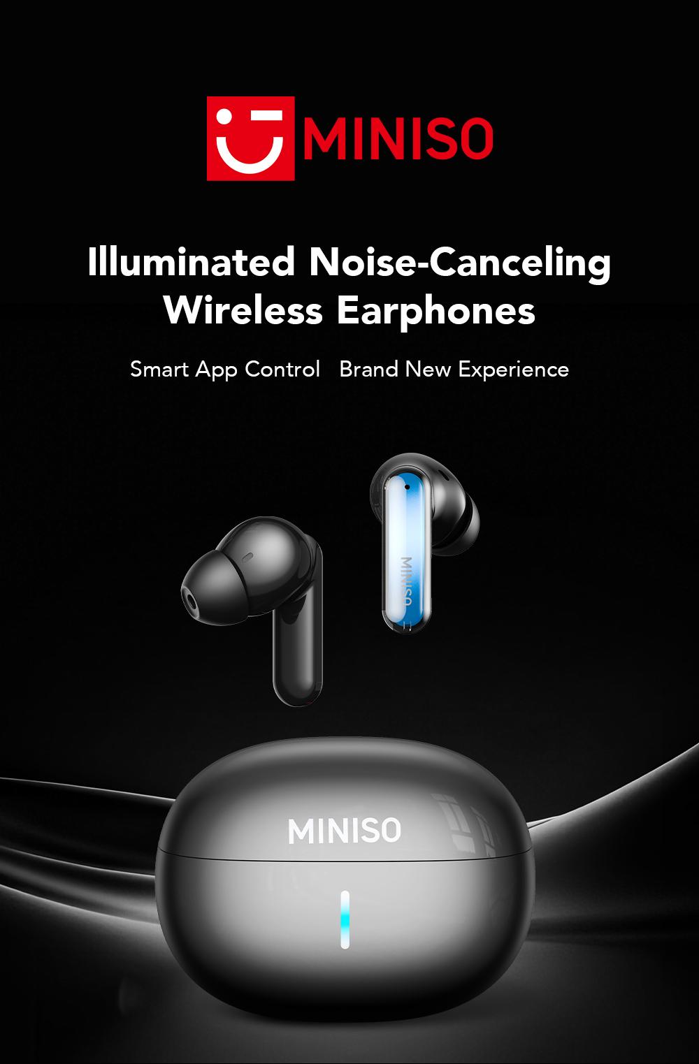 MINISO MS110 Adjustable lighting Eabuds, ANC Noise Cancellation Headphones,Bluetooth 6.0, 3 Noise Reduction Modes, True Wireless In-Ear Earphones sport Audio Earbuds audifonos bluetooth wireless headphones