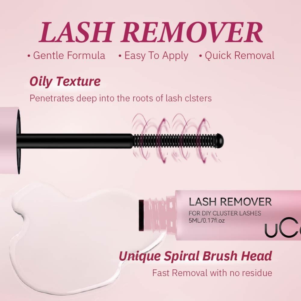 uCoolMe DIY Lash Extensions Bond Breaker Cluster Lash Removal Serum Gentle Non Irritating Cleanser Makeup Remover for At Home Longwear EyeLash Extensions Clear Remover for Self Application Individual Lashes Cosmetic