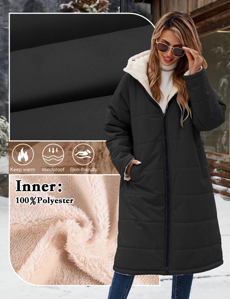 Women Winter Coats Fleece Long Coats Windproof Waterproof Jackets Oversized Warm Down insulated Jacket with Hood FallFreshness #outdoorfun