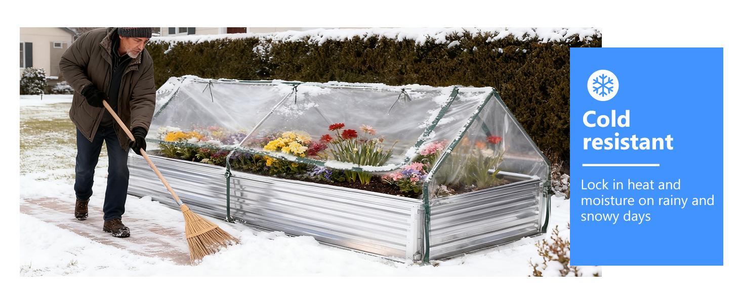 utdoor Raised Garden Bed with Transparent Waterproof Cover for Growing Vegetables, Cold-Resistant Planter Box Kit with Large Screen Windows for Herbs & Flowers, 6x3x2ft