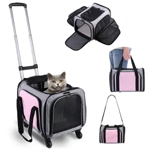 Pet Rolling Suitcase Portable Breathable Comfortable for Small to Medium Pets Practical Durable Travel Bag with Wheels  dog car seat