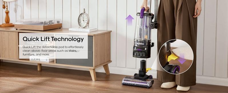 Eureka FlexReach NEU651PL Upright Vacuum Cleaner with Lift-Up Pod & Anti-Tangle Brushroll for Carpet & Hard Floors, Purple, 960W Motor, Deep Cleaning, Jumpstart Sale, Powerful Suction, Flexible Design