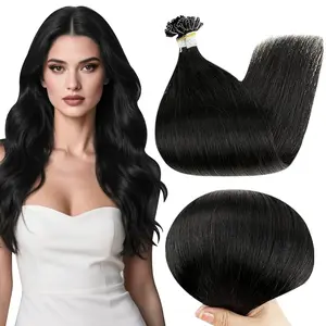 U Tip Hair Extensions Human Hair Jet Black 16 Inch 50 Grams Keratin Tip Hair Extensions Real Human Hair Fusion Extensions Remy Hair for Women