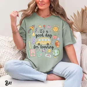 Comfort Colors It's a Good Day for Learning Shirt, Playful Whimsical Teach Tee, Aesthetic Doodle Teacher T-Shirt, Trendy Oversized Back to School Supplies Design, Premium Garment Dyed Teacher Appreciation Gift