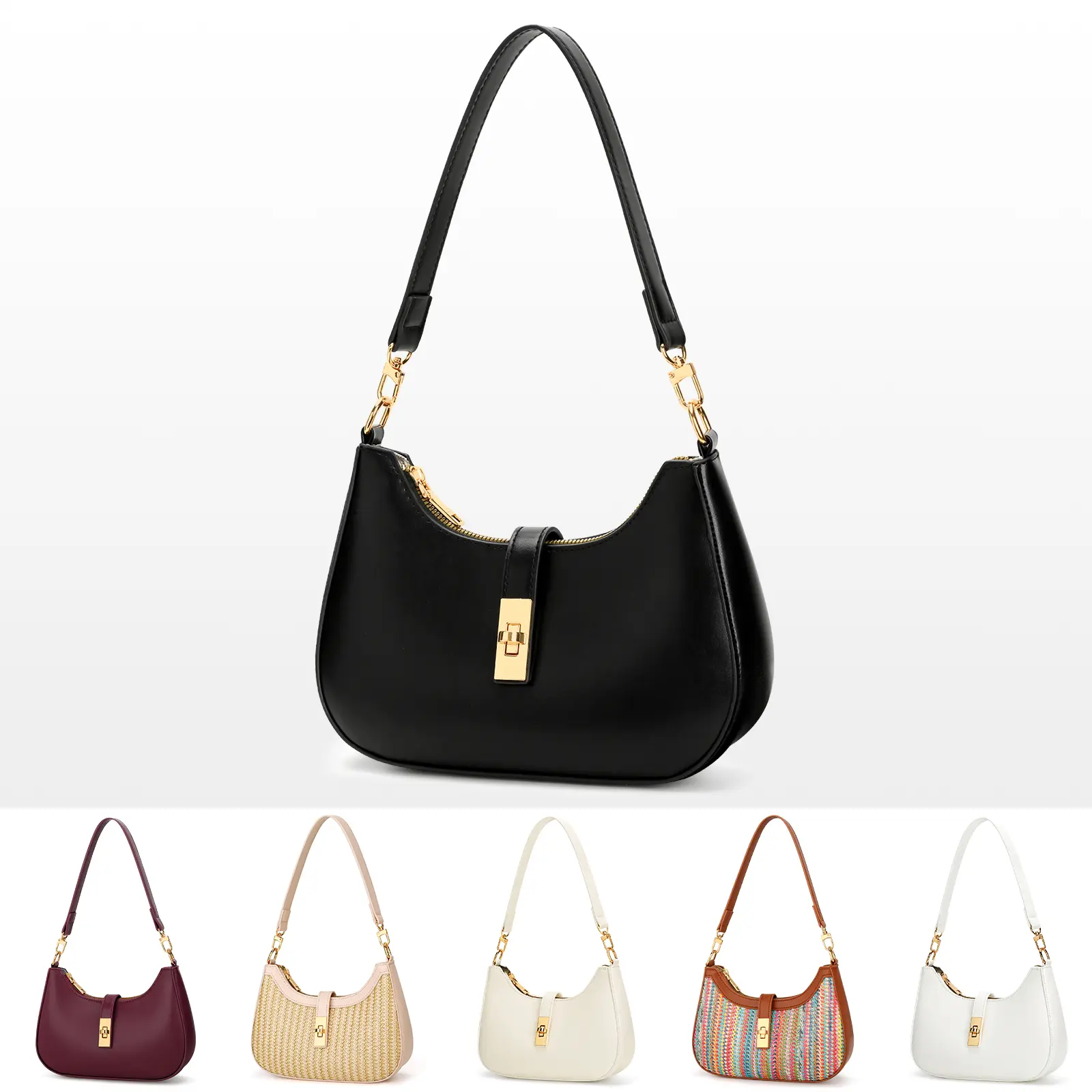 KKXIU Shoulder Bag for Women Cute Hobo Handbag and Vegan Leather Retro Clutch Purse with Zipper Closure