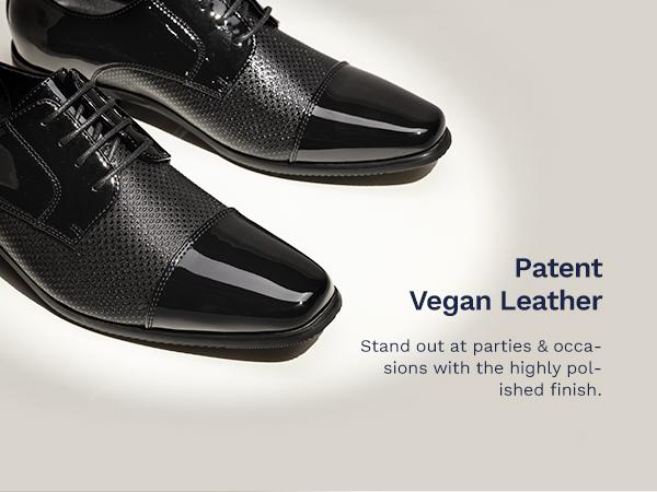 Bruno Marc [Colin] Men's Cap-Toe Patent Leather Oxford Shoes with Lightweight Design, Durable Rubber Outsole & Stacked Wooden Heel - Boy, Footwear