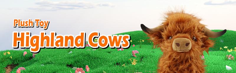 10.5 Inches Highland Cows Stuffed Animals, Cute Fluffy Cow Plush Figure