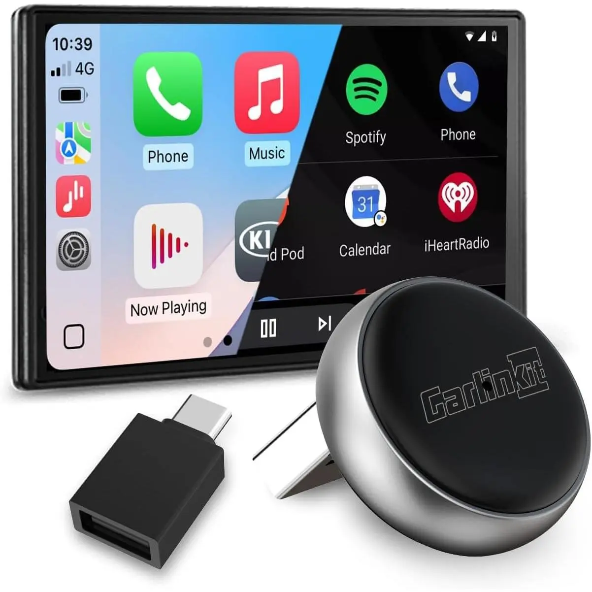 Carlinkit Mini Ultra 3 Wireless CarPlay Adapter - USB-A/USB-C Plug-N-Play, 2026 Compatible, Fast Connection, Online Upgrade, Dual-Lens Parking Camera, Bluetooth Streaming, Siri Support for Cars, iPhone 11+
