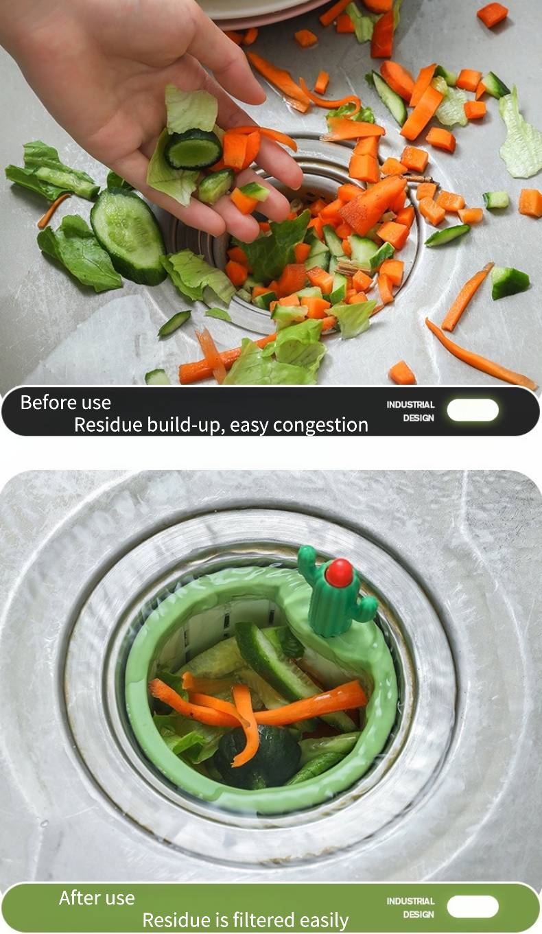 Eimula Cactus Kitchen Sink Drain Strainer with Automatic Dumping Basket and Filter, High-Quality PP Material, Anti-Clogging, Essential Kitchen Accessory