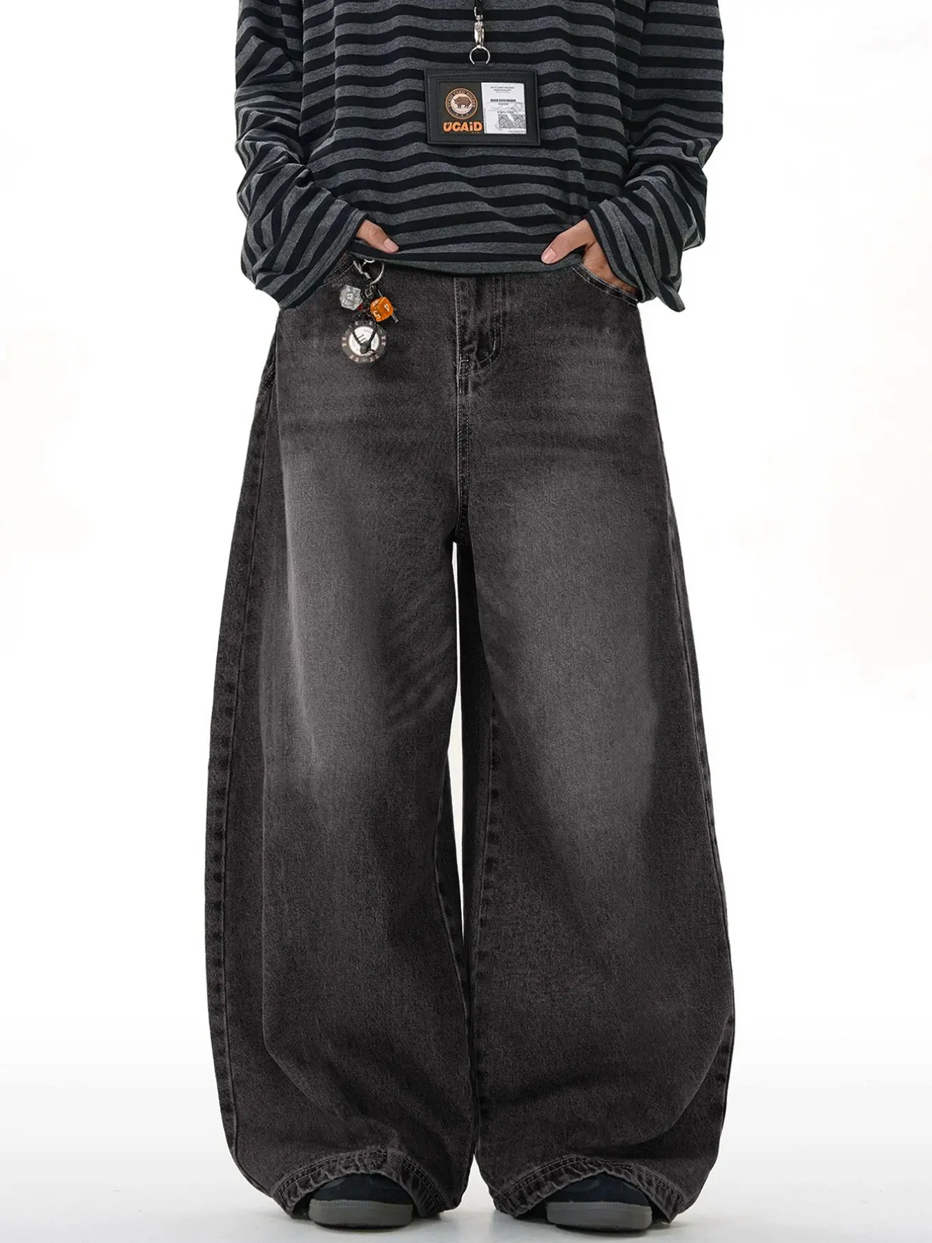 New American Streetwear Vintage Washed Fashion Casual Denim Jeans, Loose Fit Wide Leg, Baggy Oversized, Skateboard Hip Hop Style, Multiple Sizes Available, Pants