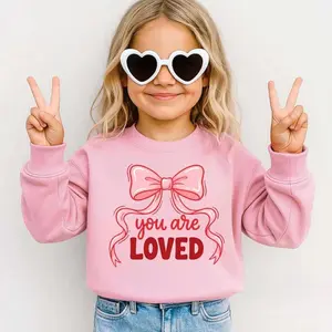 You Are Loved Shirt, Coquette Bow Valentine's Day Youth T-shirt, Sweatshirt Unisex Youth Size XS-XL