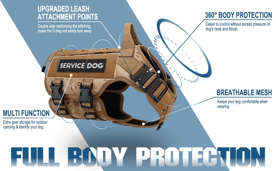 PETNANNY Tactical Dog Harness - Service Dog Harness Emotional Support Dog Vest for Medium Large Dogs, No Pull ESA Dog Vest with Hook & Loop, Working Molle Vest for Training Huntin