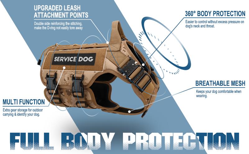 PETNANNY Tactical Dog Harness - Service Dog Harness Emotional Support Dog Vest for Medium Large Dogs, No Pull ESA Dog Vest with Hook & Loop, Working Molle Vest for Training Huntin