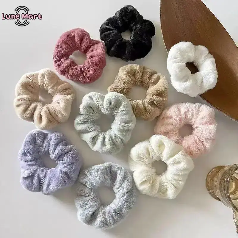 10-Pack Fluffy Fuzzy Scrunchies | Soft Hair Elastics - Random Colors, Perfect for Y2K & Everyday Hairstyles Summervibes