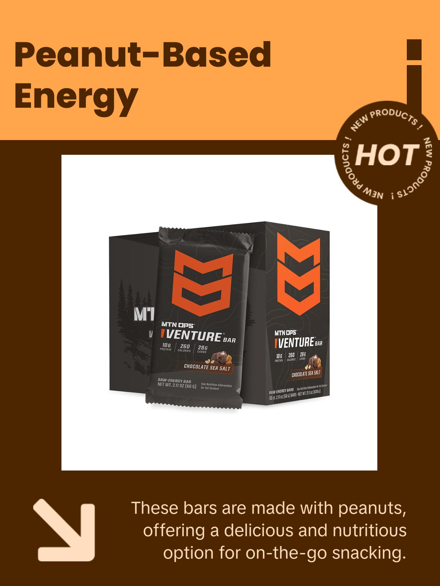 MTN OPS VENTURE BAR Snack Bar Fuel for Adventures Nutrients & Peanut-Based Raw Energy